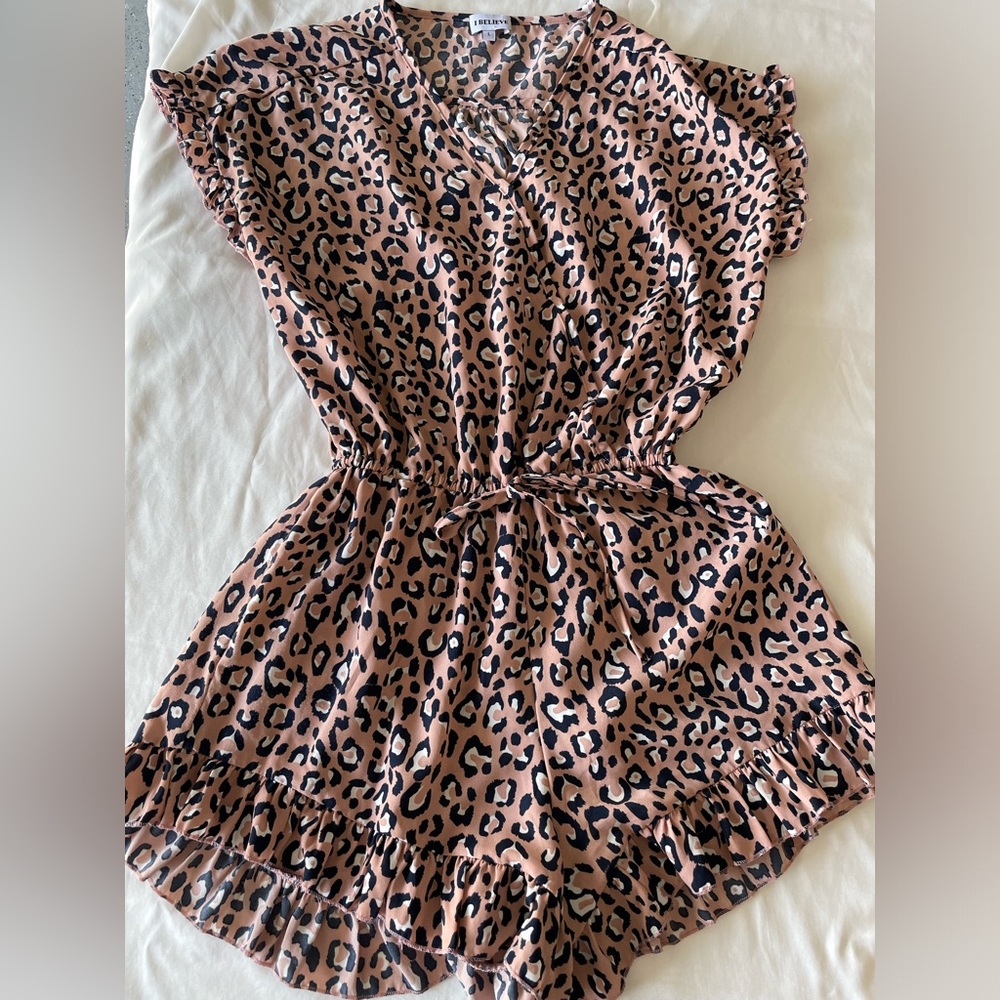 Used- brand- I Bet cheetah romper shorts.                        Size large